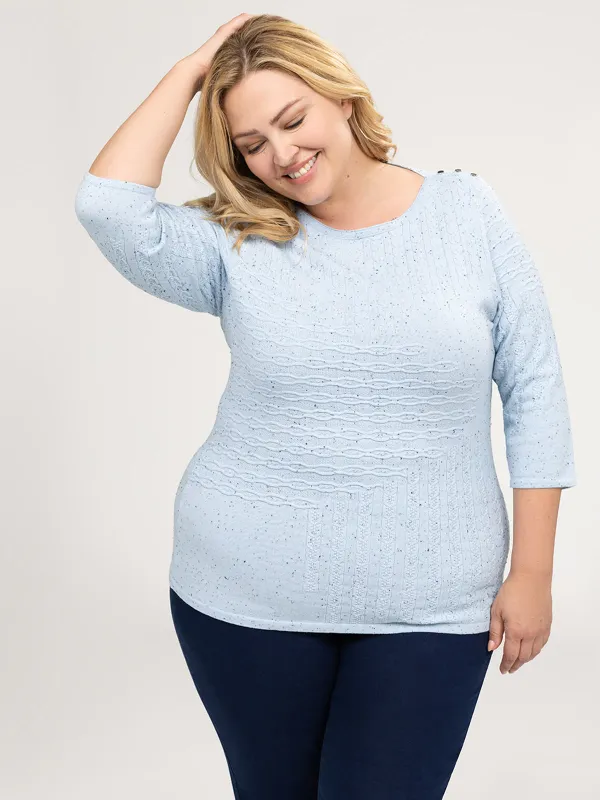 3/4-sleeve semi-fitted pullover sweater sold by Claire France