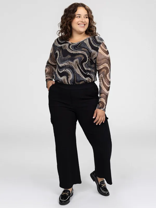 Flared pull-on pants sold by Claire France