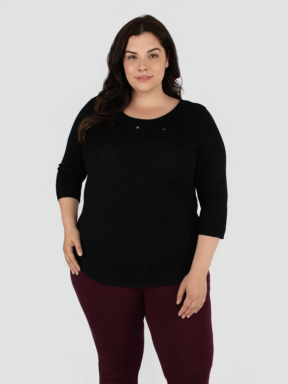 3/4-sleeve semi-fitted pullover sweater sold by Claire France product image thumbnail 5