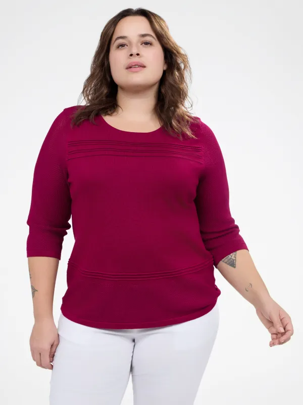 3/4-sleeve semi-fitted pullover sweater sold by Claire France