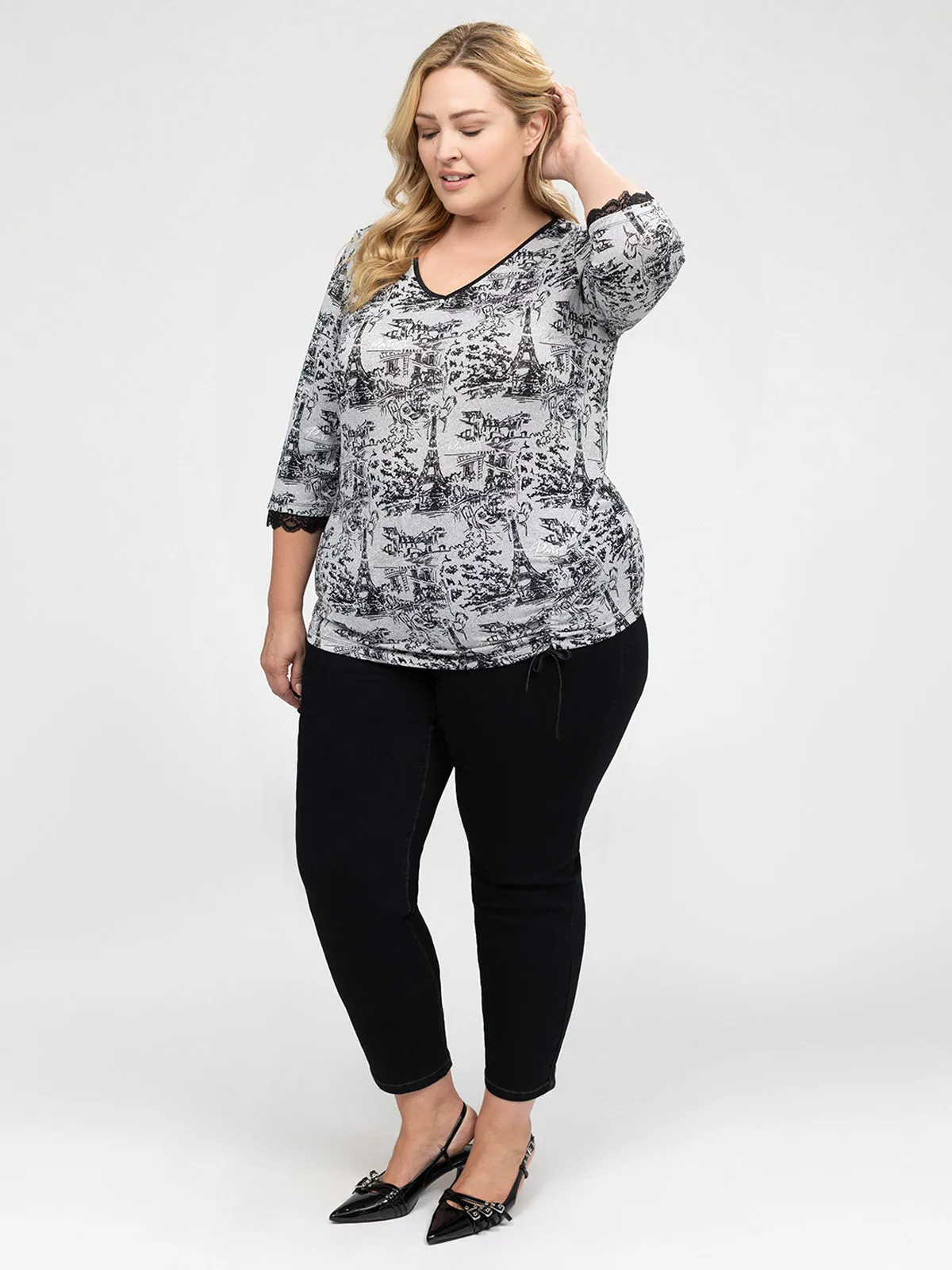 3/4-sleeve semi-fitted t-shirt sold by Claire France product image thumbnail 2