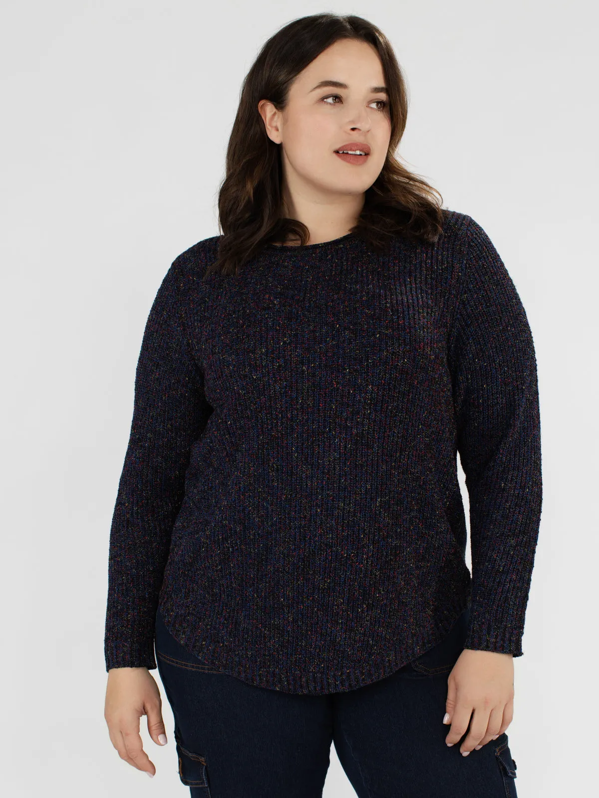 Long-sleeve semi-fitted pullover sweater sold by Claire France