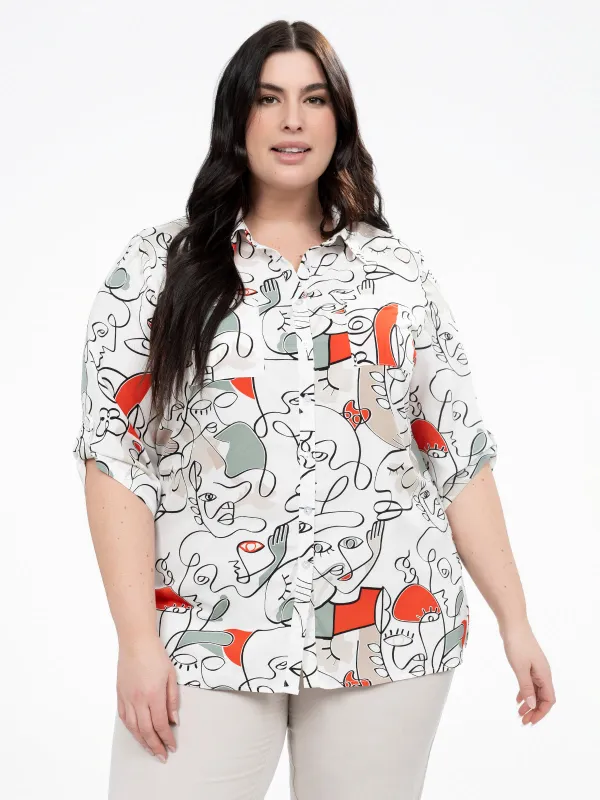 3/4-sleeve semi-fitted blouse with buttons sold by Claire France