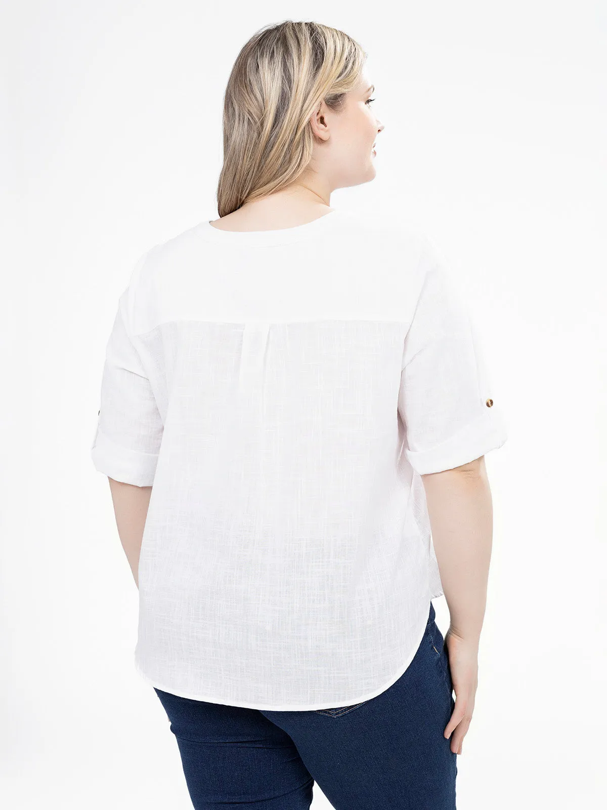 3/4-sleeve semi-fitted blouse with buttons sold by Claire France product image thumbnail 3