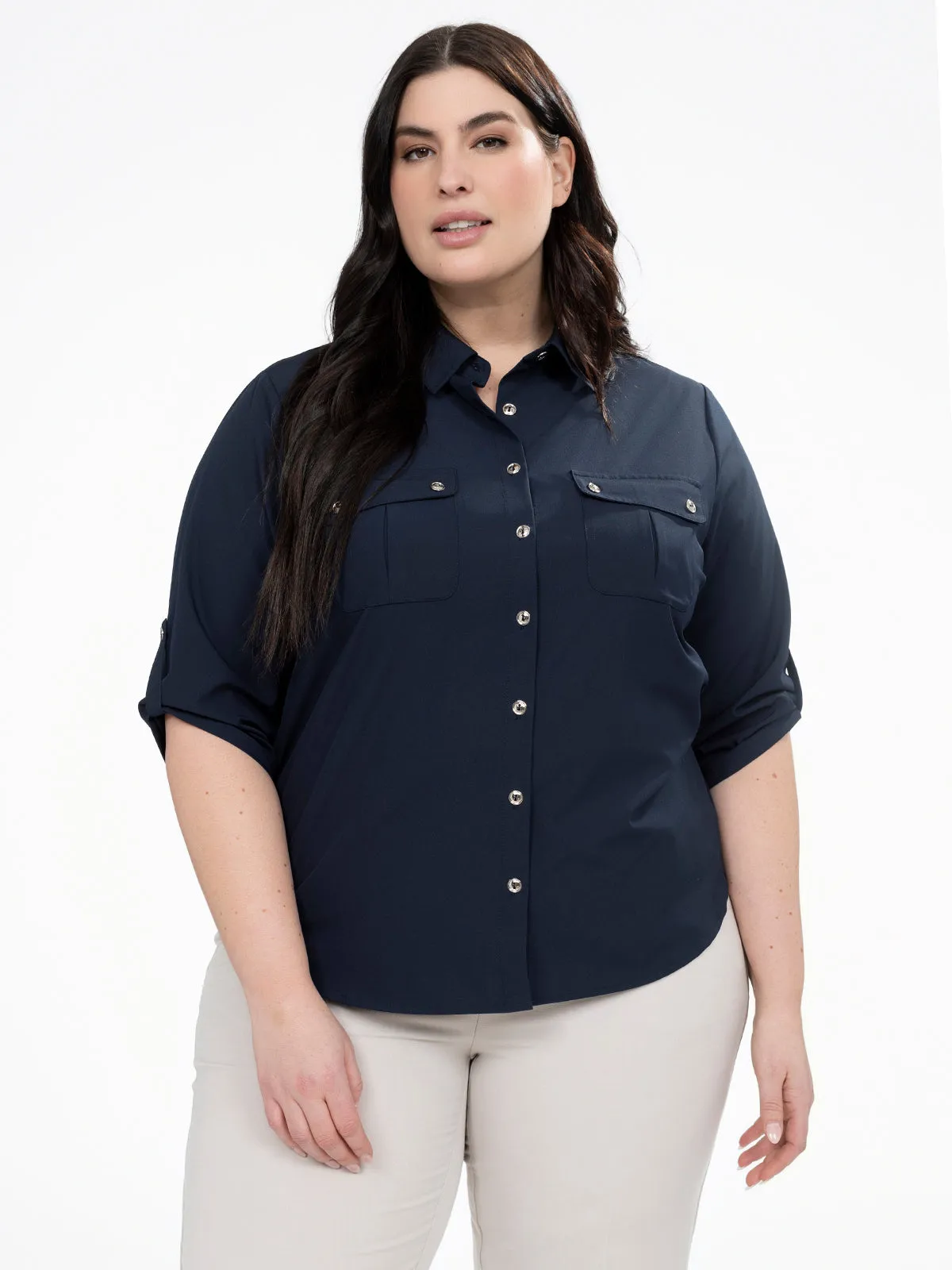 3/4-sleeve semi-fitted blouse with buttons sold by Claire France product image thumbnail 5