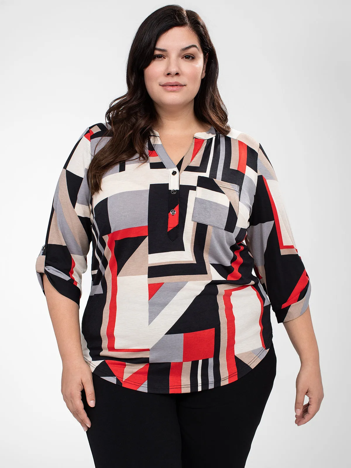 3/4-sleeve semi-fitted blouse sold by Claire France