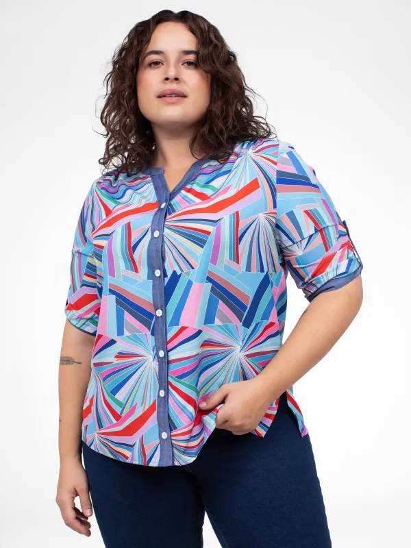 3/4-sleeve semi-fitted blouse with buttons sold by Claire France