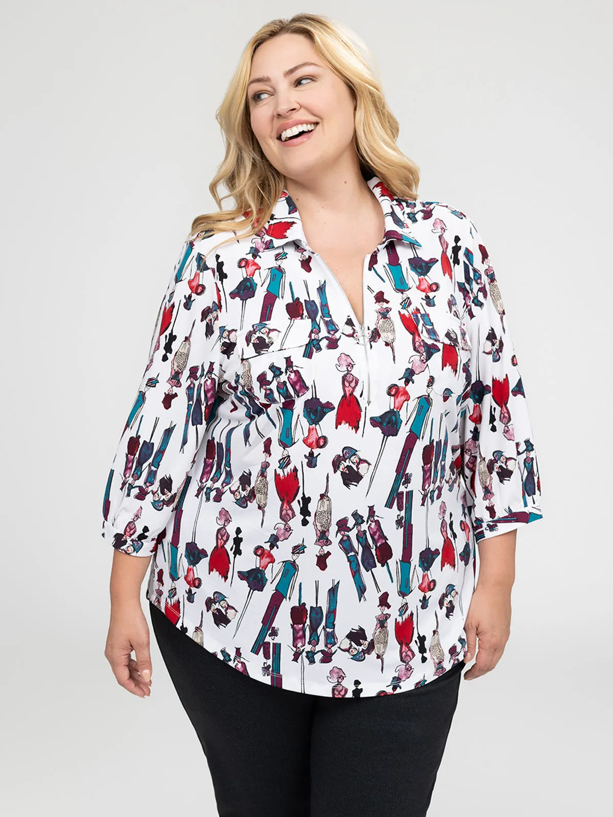 3/4-sleeve semi-fitted blouse sold by Claire France