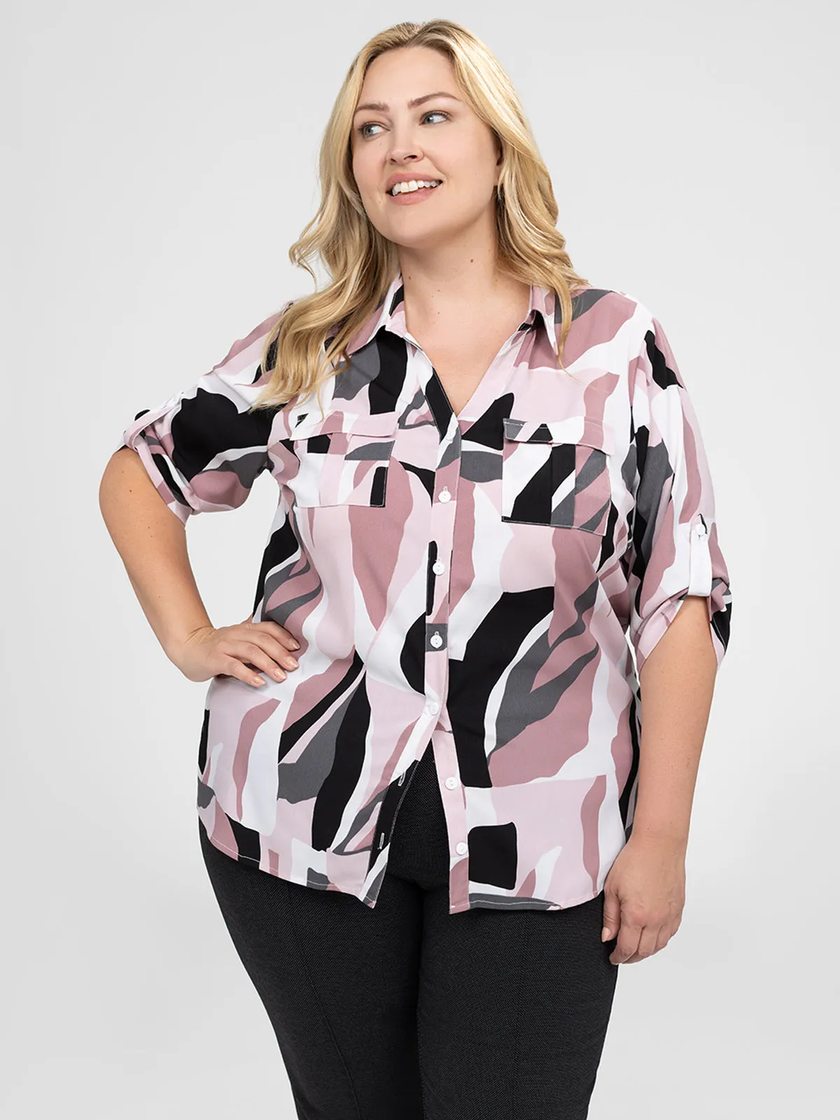 3/4-sleeve semi-fitted blouse with buttons sold by Claire France product image thumbnail 5