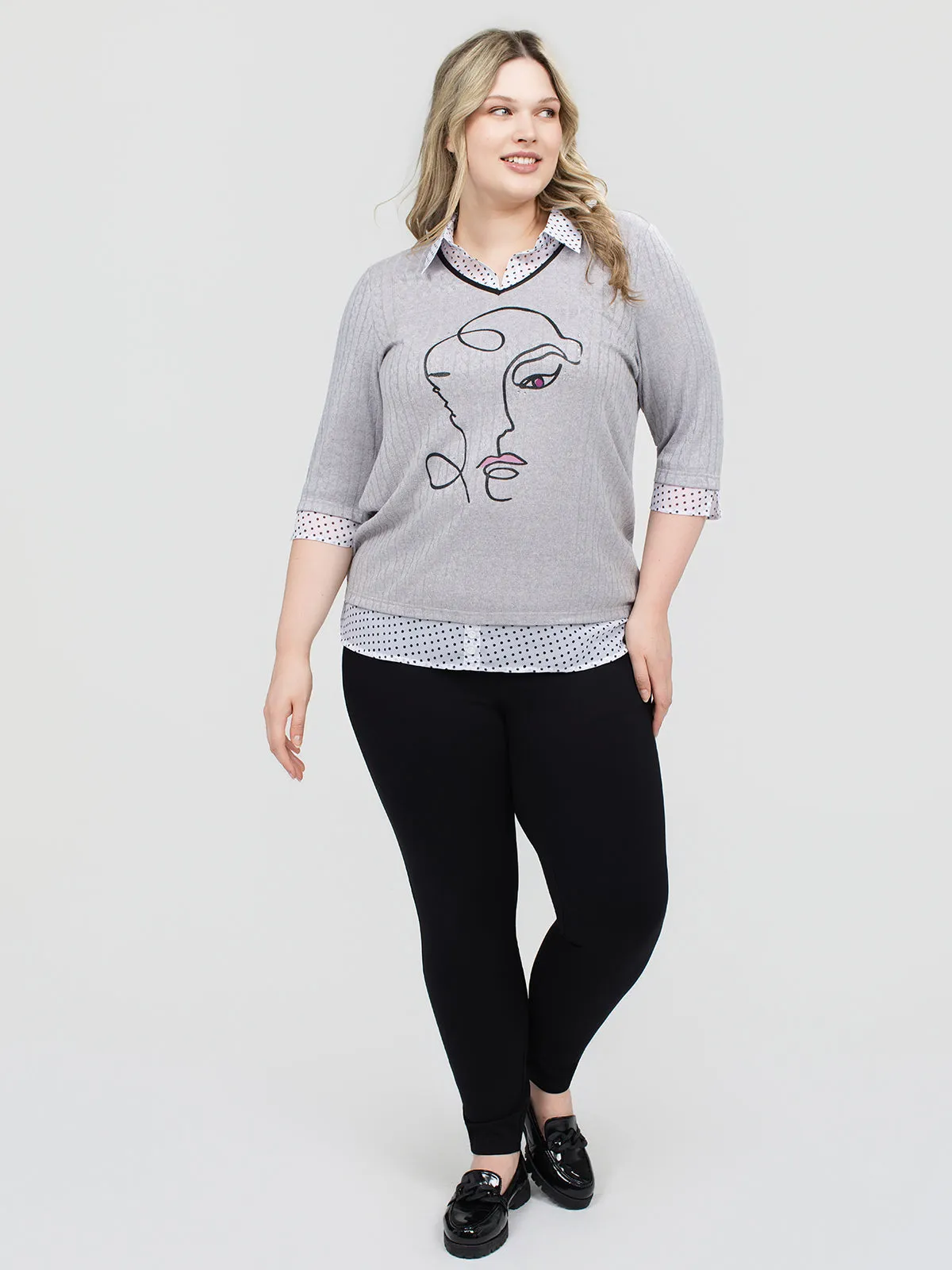 3/4-sleeve semi-fitted fooler tunic sold by Claire France product image thumbnail 2