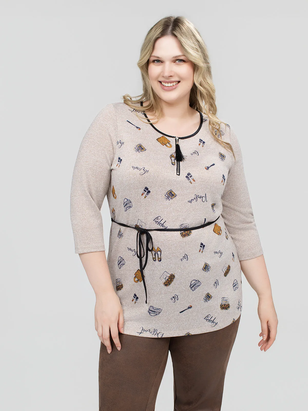 3/4-sleeve semi-fitted tunic sold by Claire France product image thumbnail 5