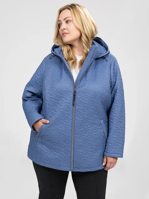 Semi-fitted mid-thigh coat sold by Claire France