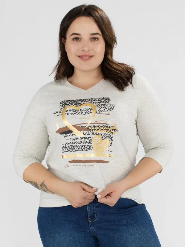 3/4-sleeve semi-fitted t-shirt sold by Claire France