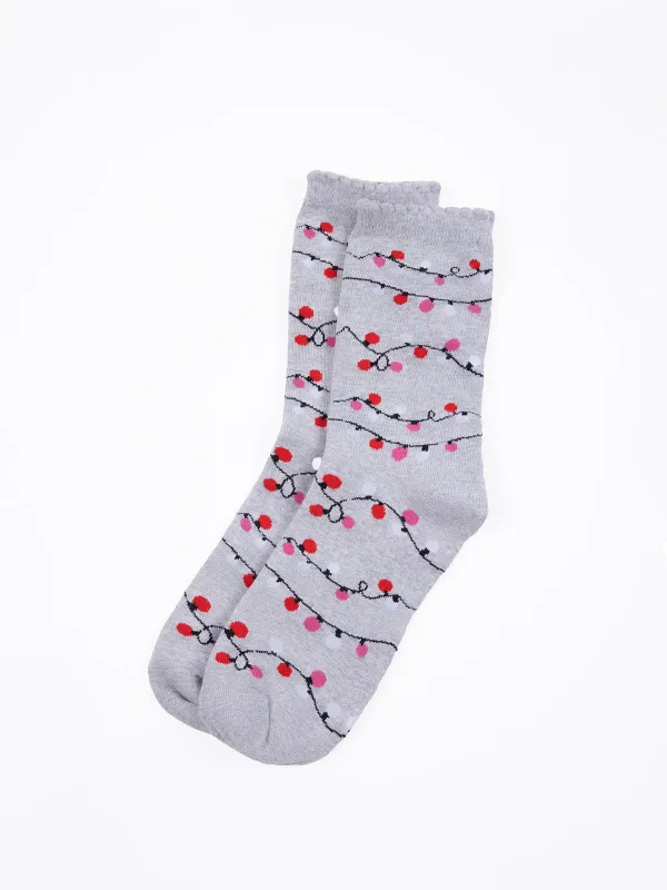 Socks with garland pattern sold by Claire France