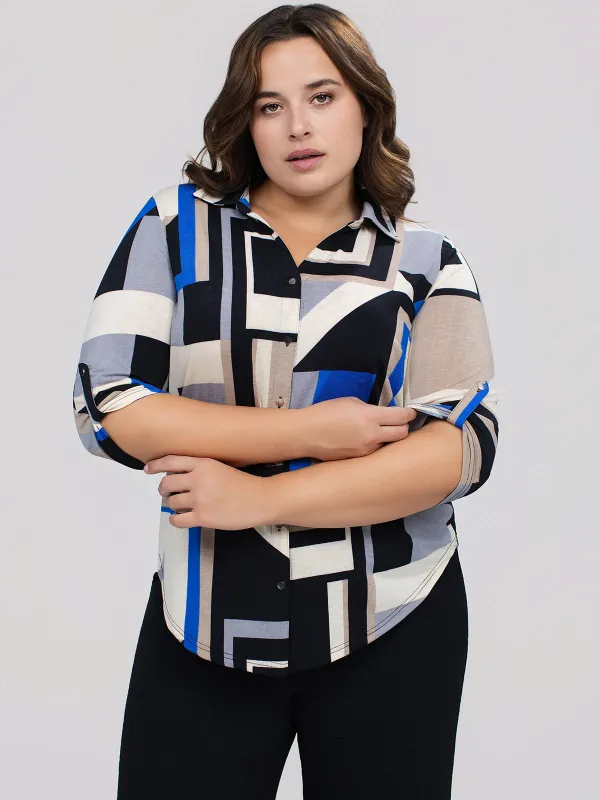 3/4-sleeve blouse with buttons made by Claire France