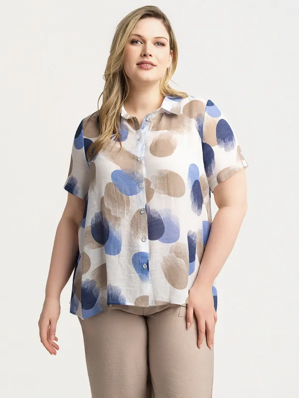 Short-sleeve blouse made by Claire France