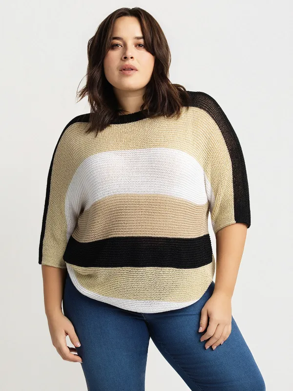 3/4-sleeve pullover sweater made by Claire France