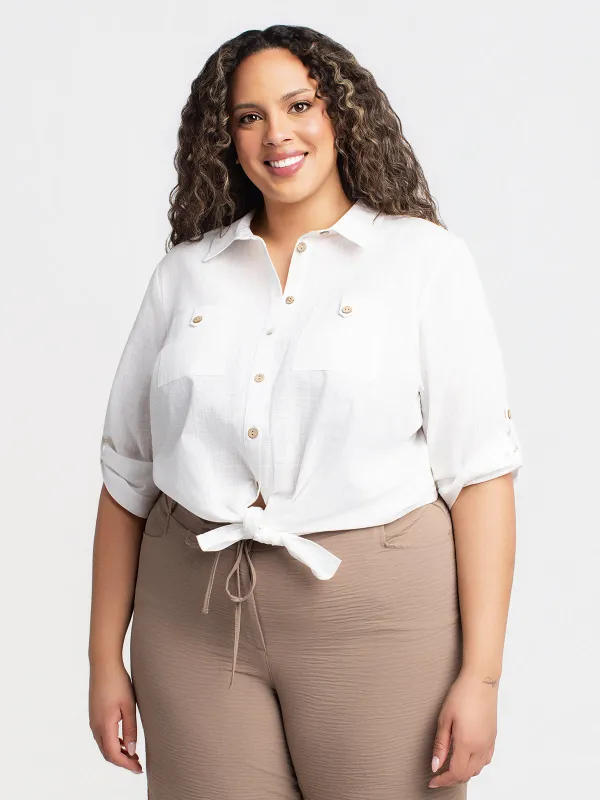 3/4-sleeve blouse with buttons made by Claire France