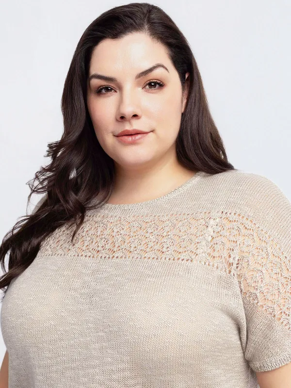 Short-sleeve loose pullover sweater made by Claire France