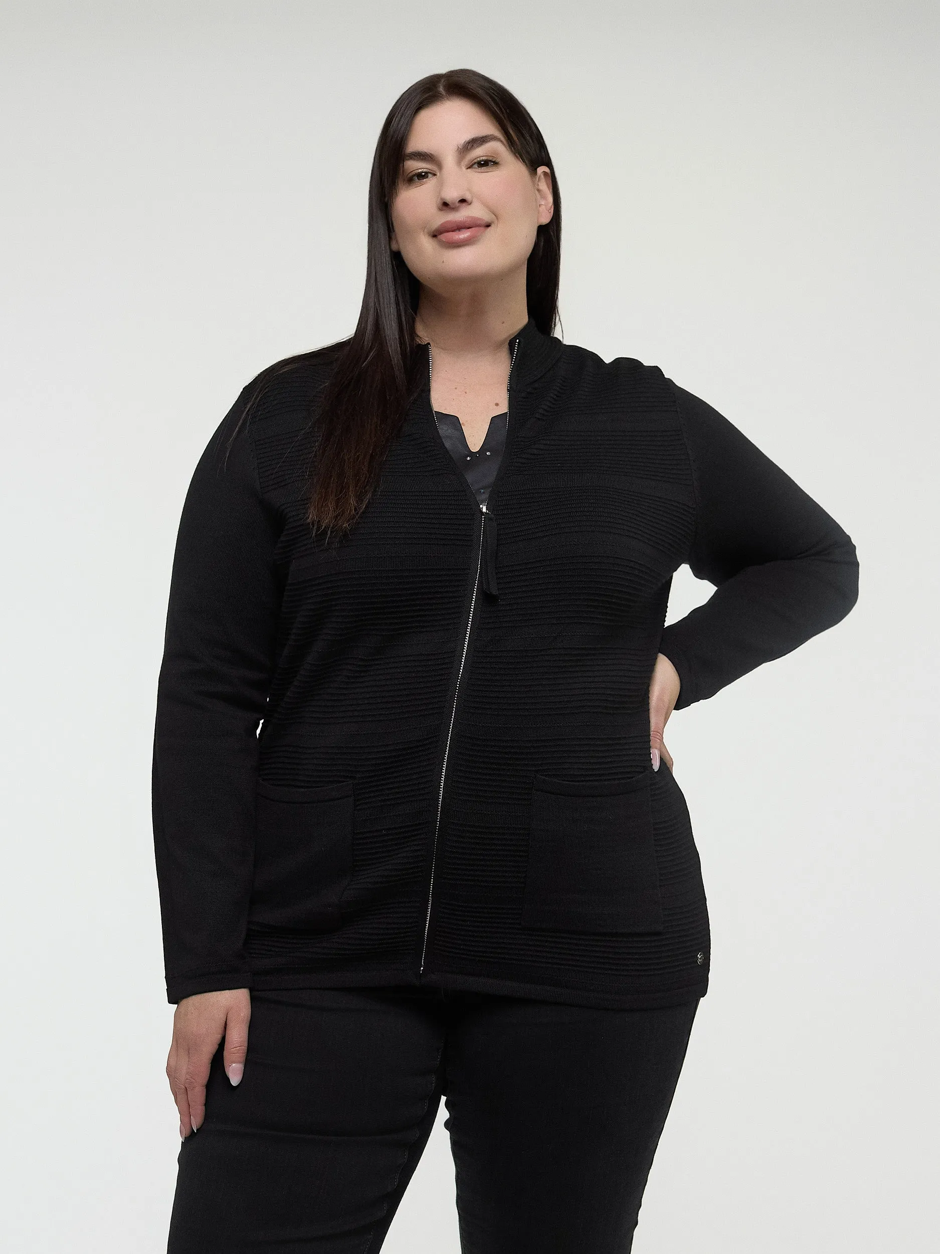 Long-sleeve semi-fitted knit cardigan sold by Claire France product image thumbnail 2