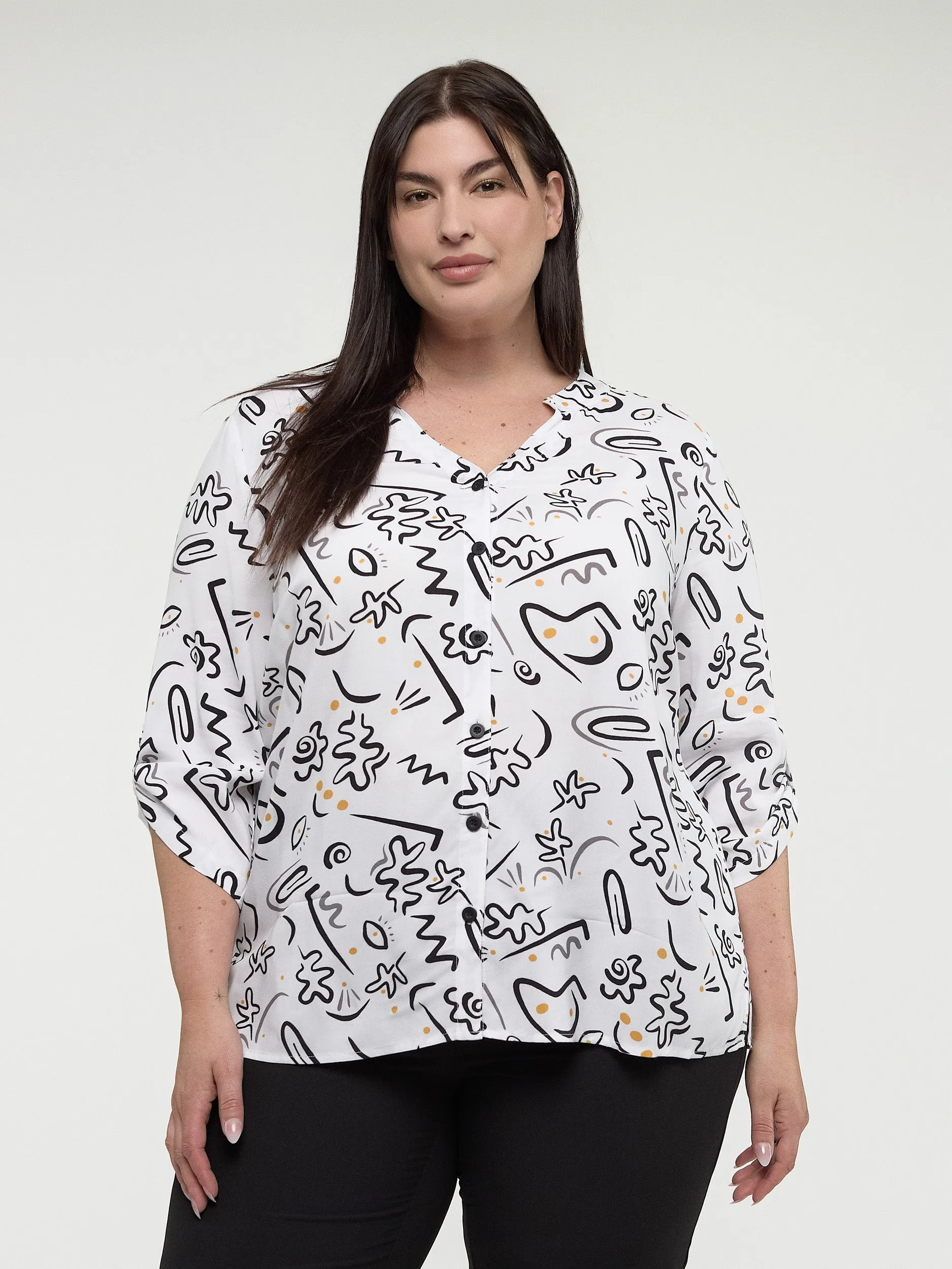 Long-sleeve semi-fitted blouse with buttons sold by Claire France product image thumbnail 2