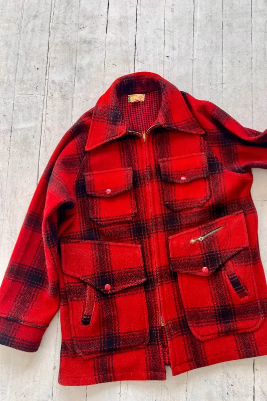 VINTAGE 70's Red Plaid Jacket - S/M sold by WRAY