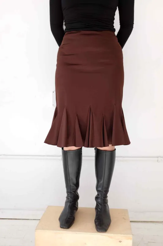 VINTAGE Y2K chocolate fishtail midi skirt - M sold by WRAY