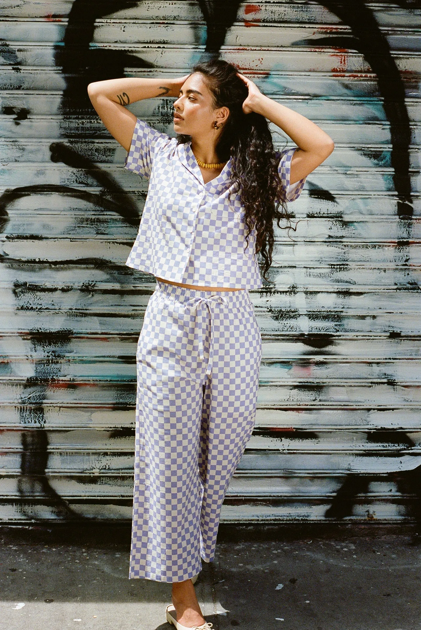 Lounge Pants - Lilac Check sold by WRAY product image thumbnail 2