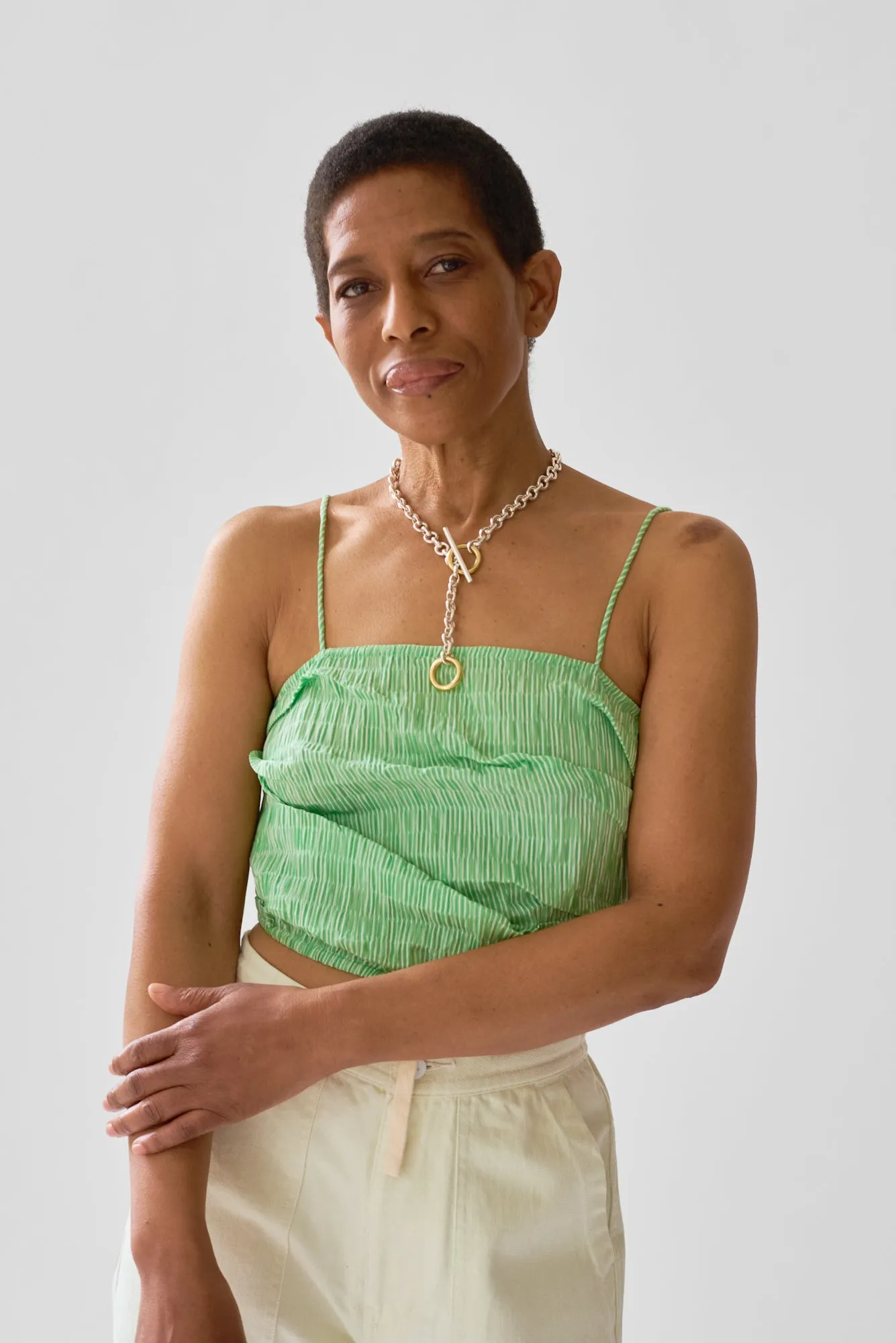 Wrapped Bandeau Top - Lawn Stripe sold by WRAY