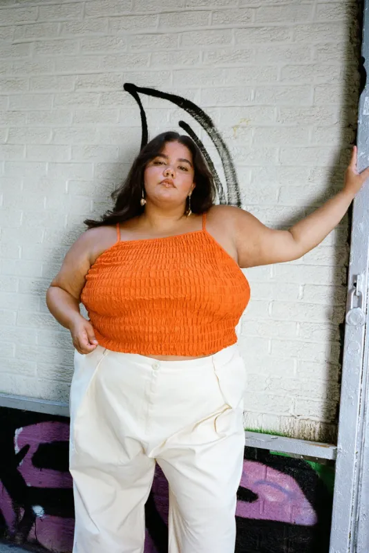 Smocked Square Neck Tank - Turmeric sold by WRAY