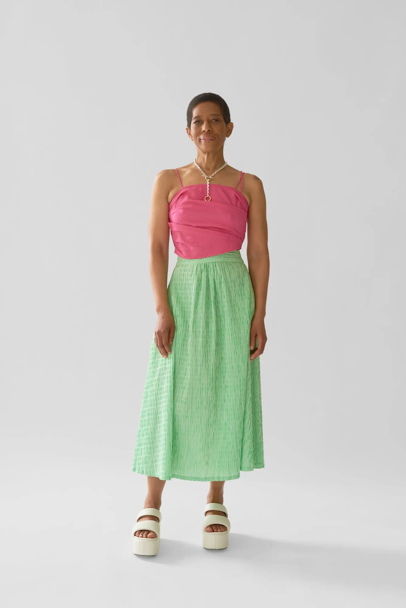 Saturday Skirt - Lawn Stripe sold by WRAY