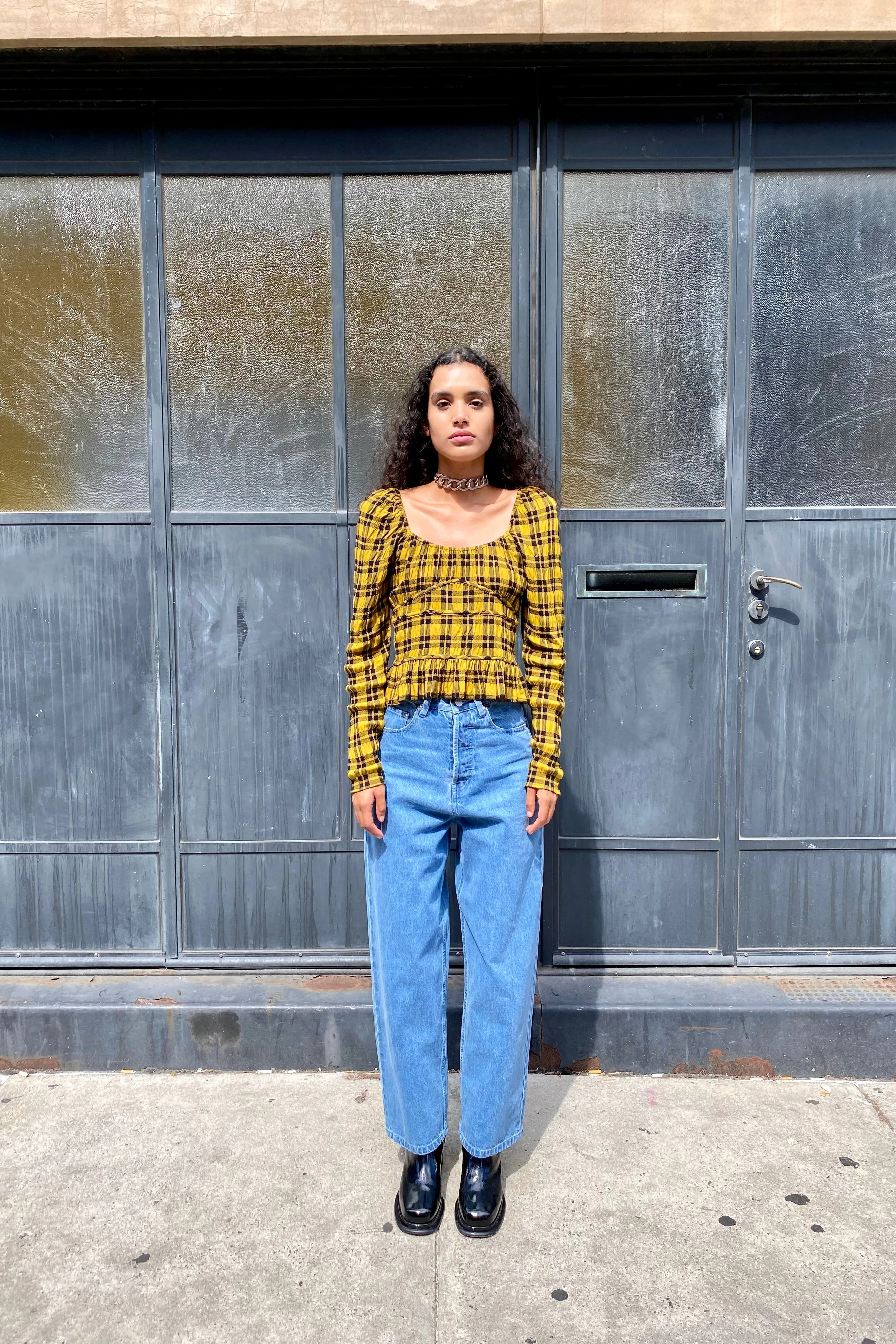 Salma Top - Gold Plaid sold by WRAY product image thumbnail 3