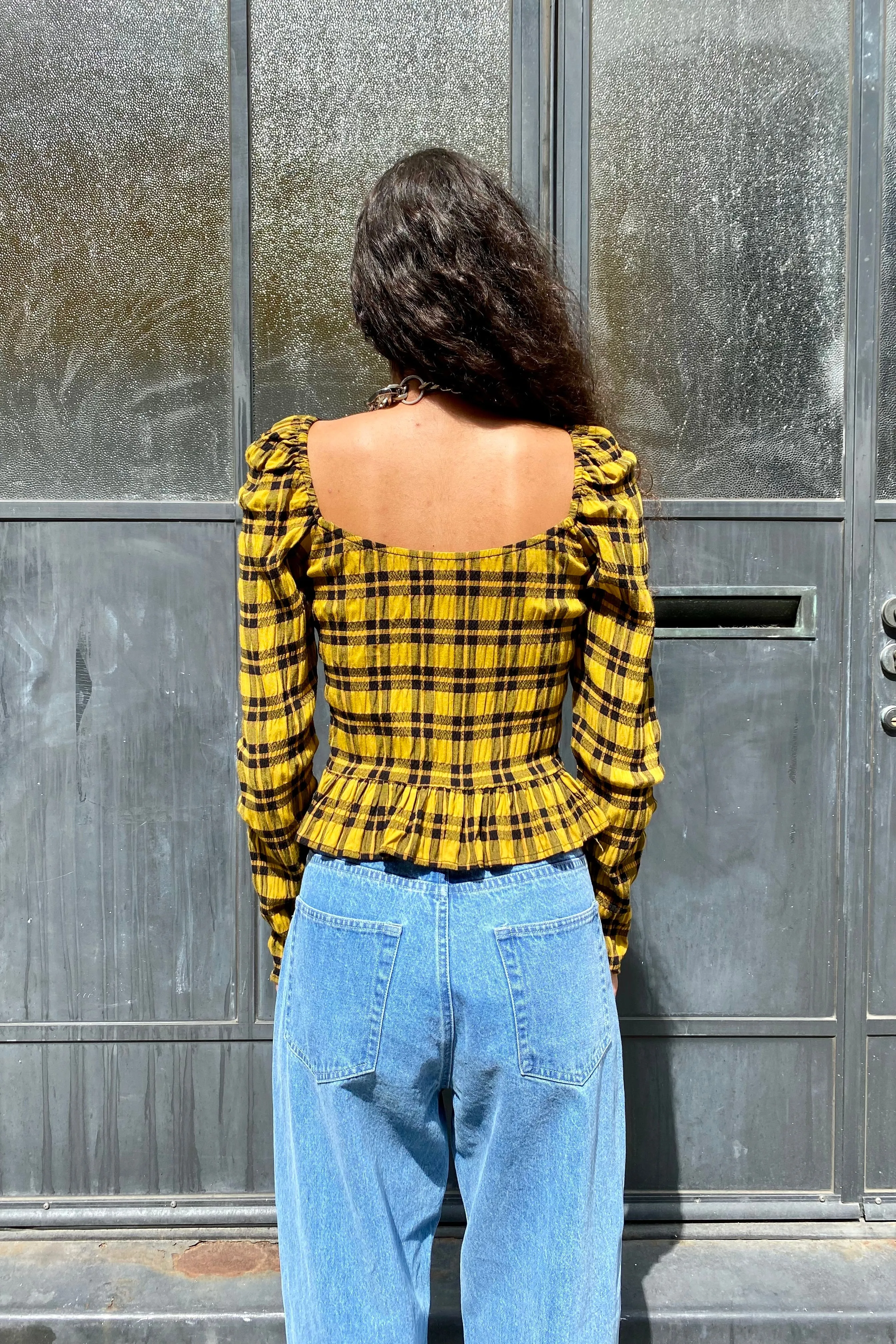 Salma Top - Gold Plaid sold by WRAY product image thumbnail 4