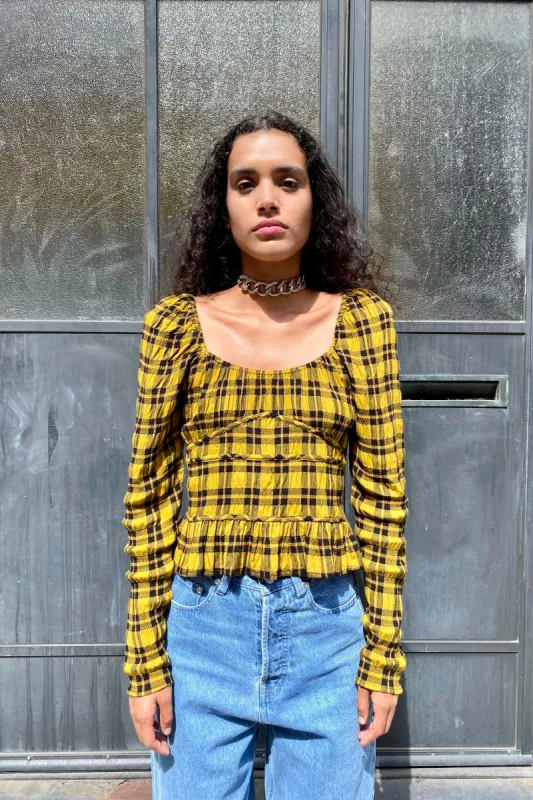 Salma Top - Gold Plaid sold by WRAY