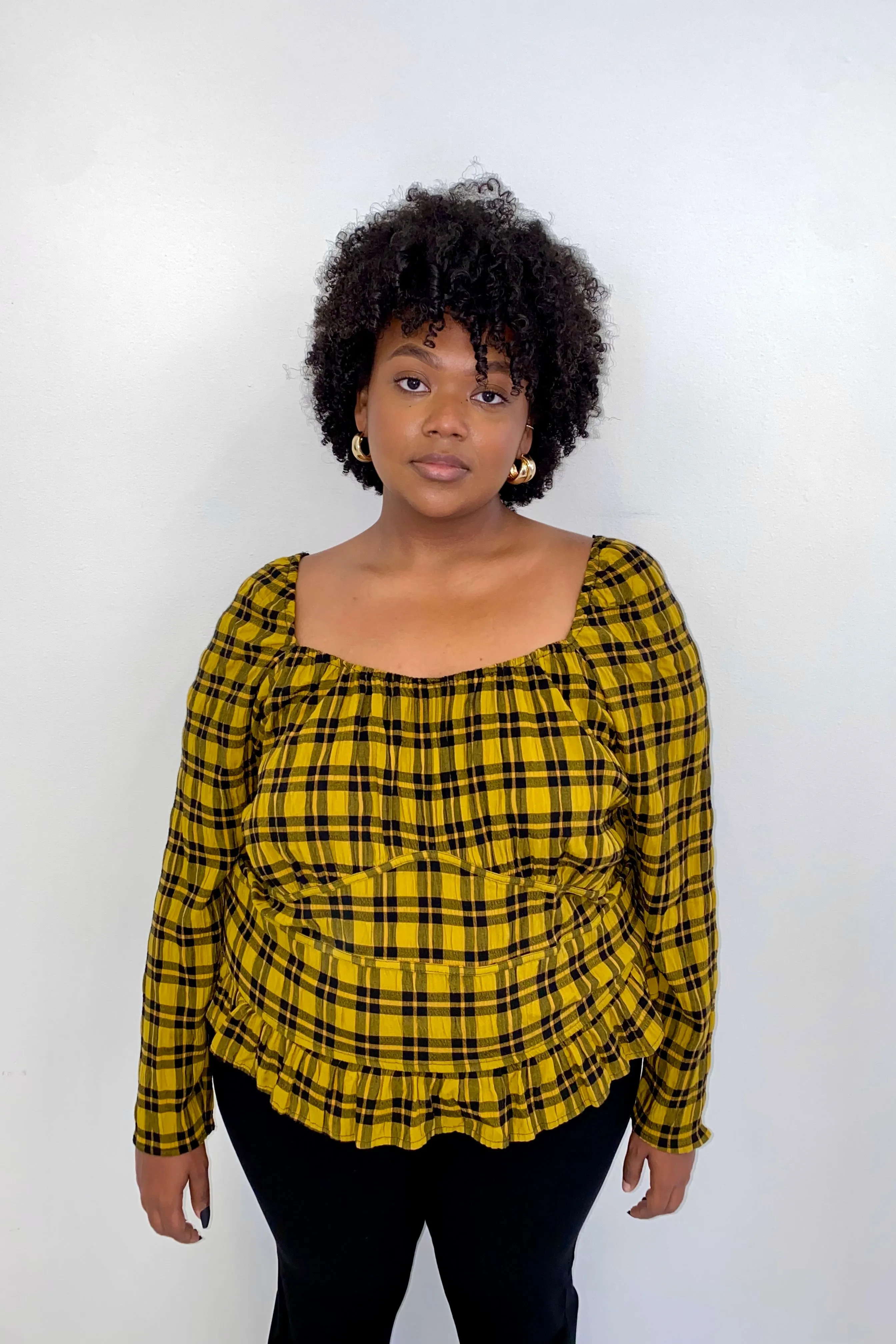 Salma Top - Gold Plaid sold by WRAY product image thumbnail 5
