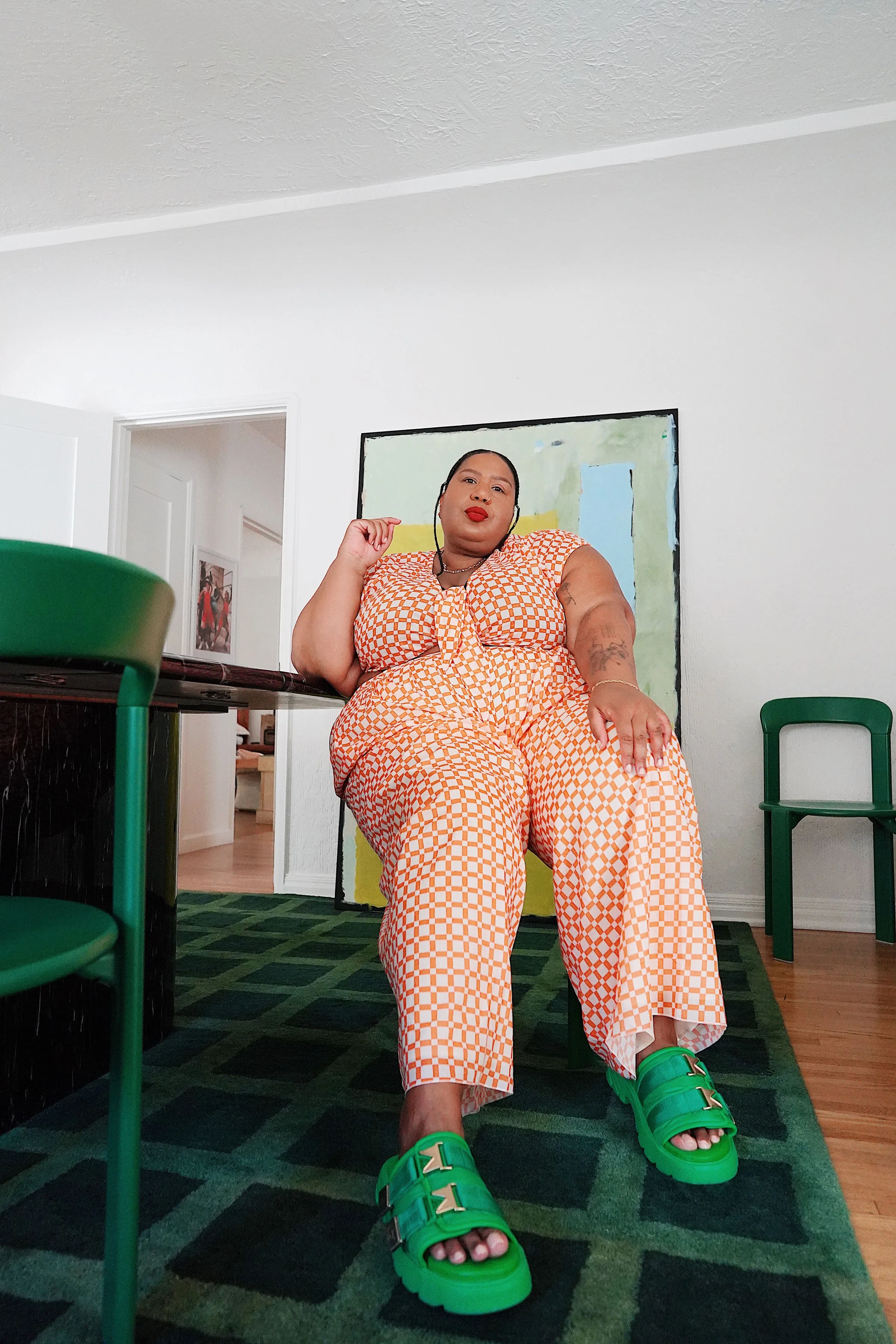 @itsmekellieb X WRAY Knot Pants - Sunset Basket Check sold by WRAY product image thumbnail 4