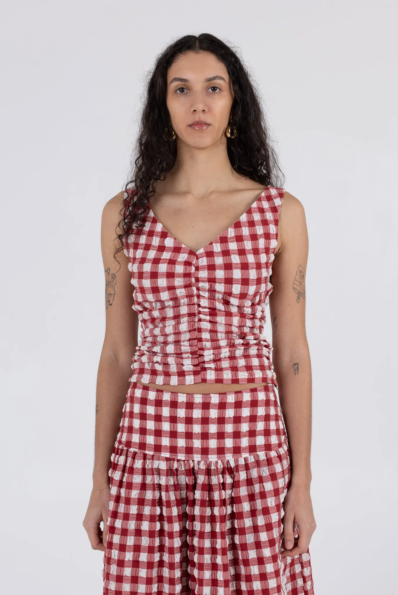 Isabella Top - Lipstick Check sold by WRAY product image thumbnail 2