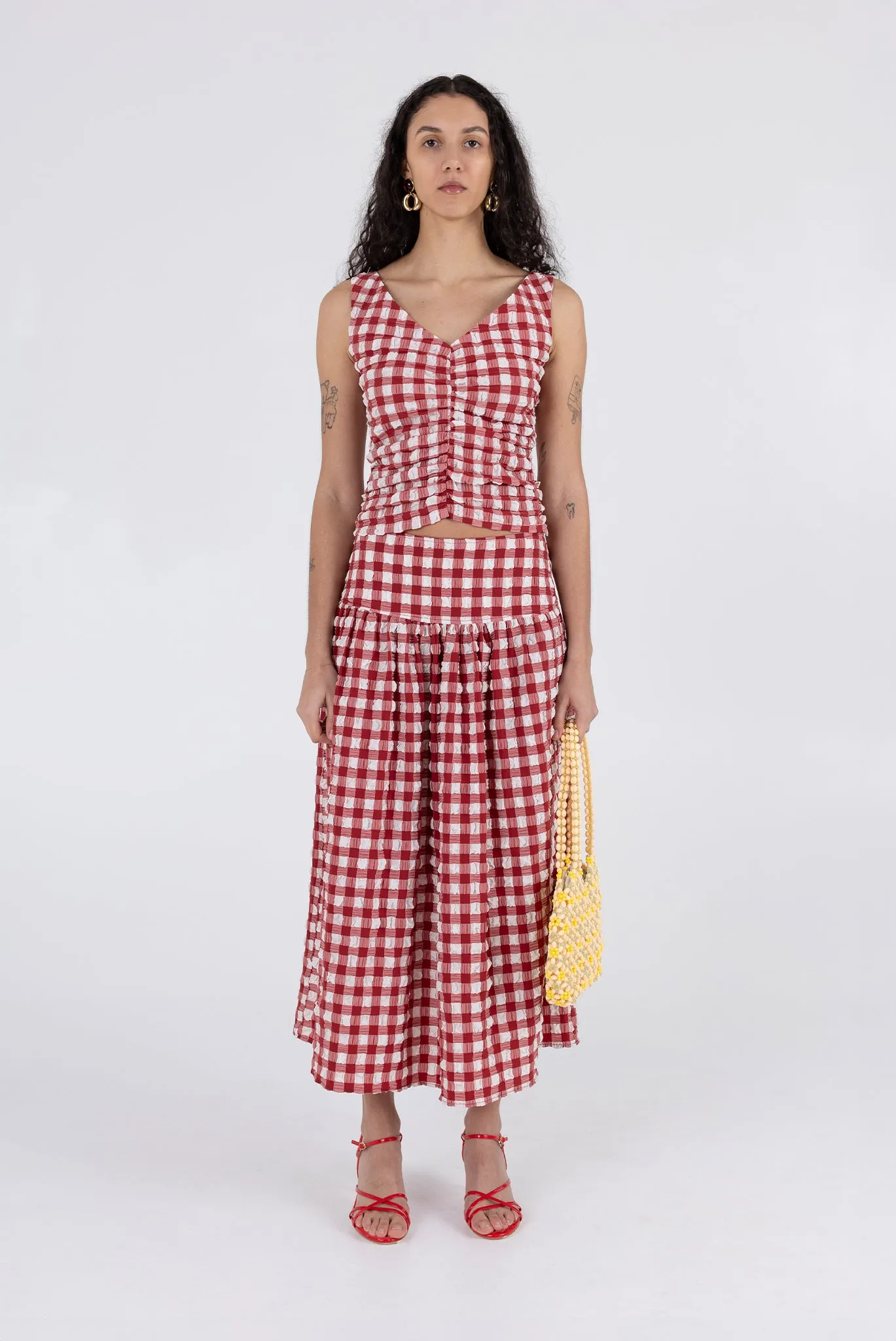 Isabella Top - Lipstick Check sold by WRAY product image thumbnail 3