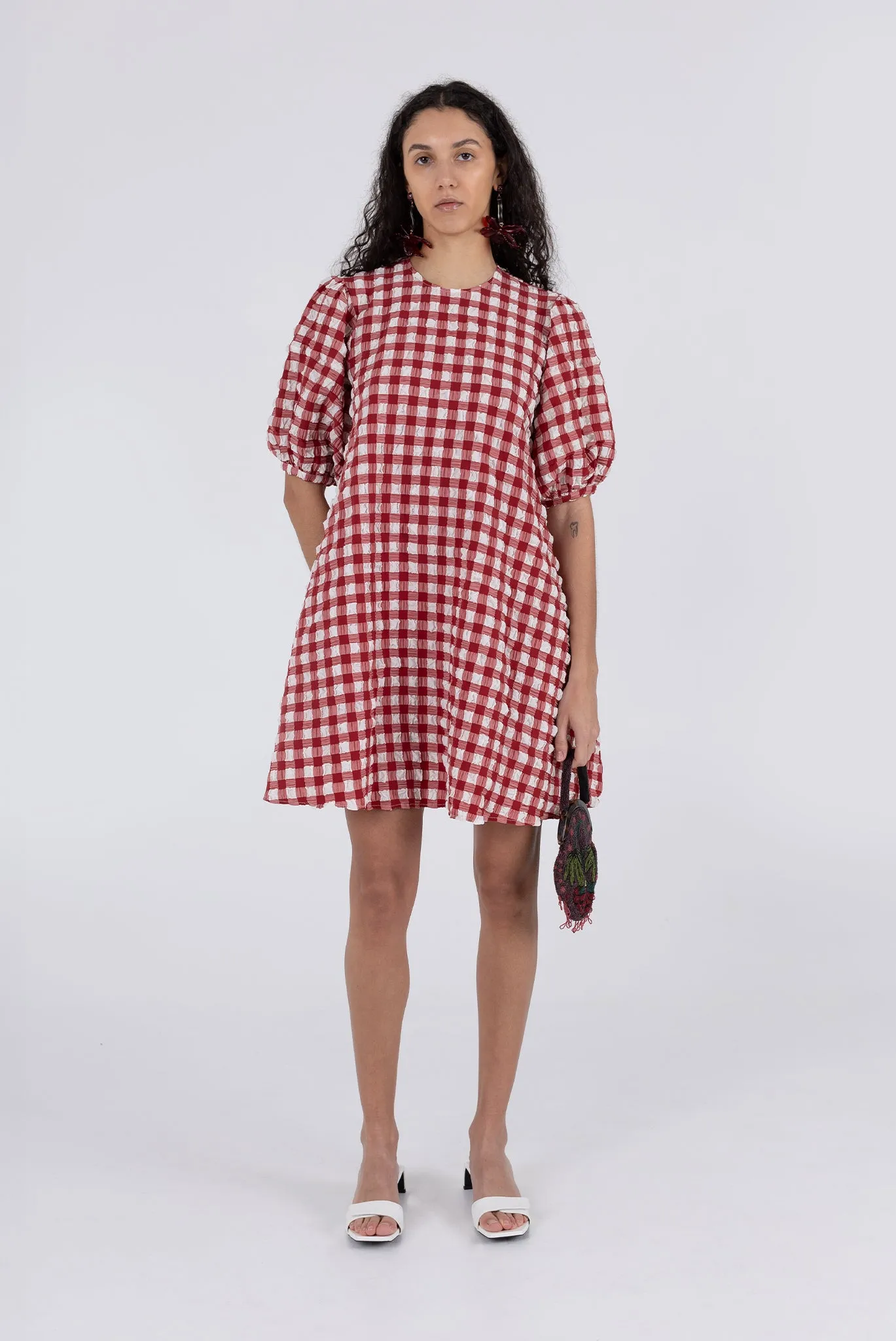 Orion Dress - Lipstick Check sold by WRAY product image thumbnail 2