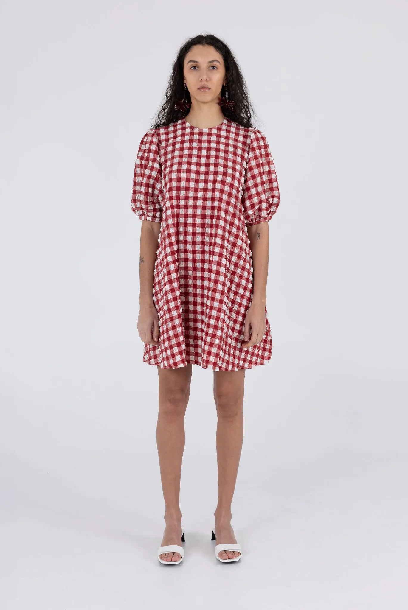 Orion Dress - Lipstick Check sold by WRAY product image thumbnail 3