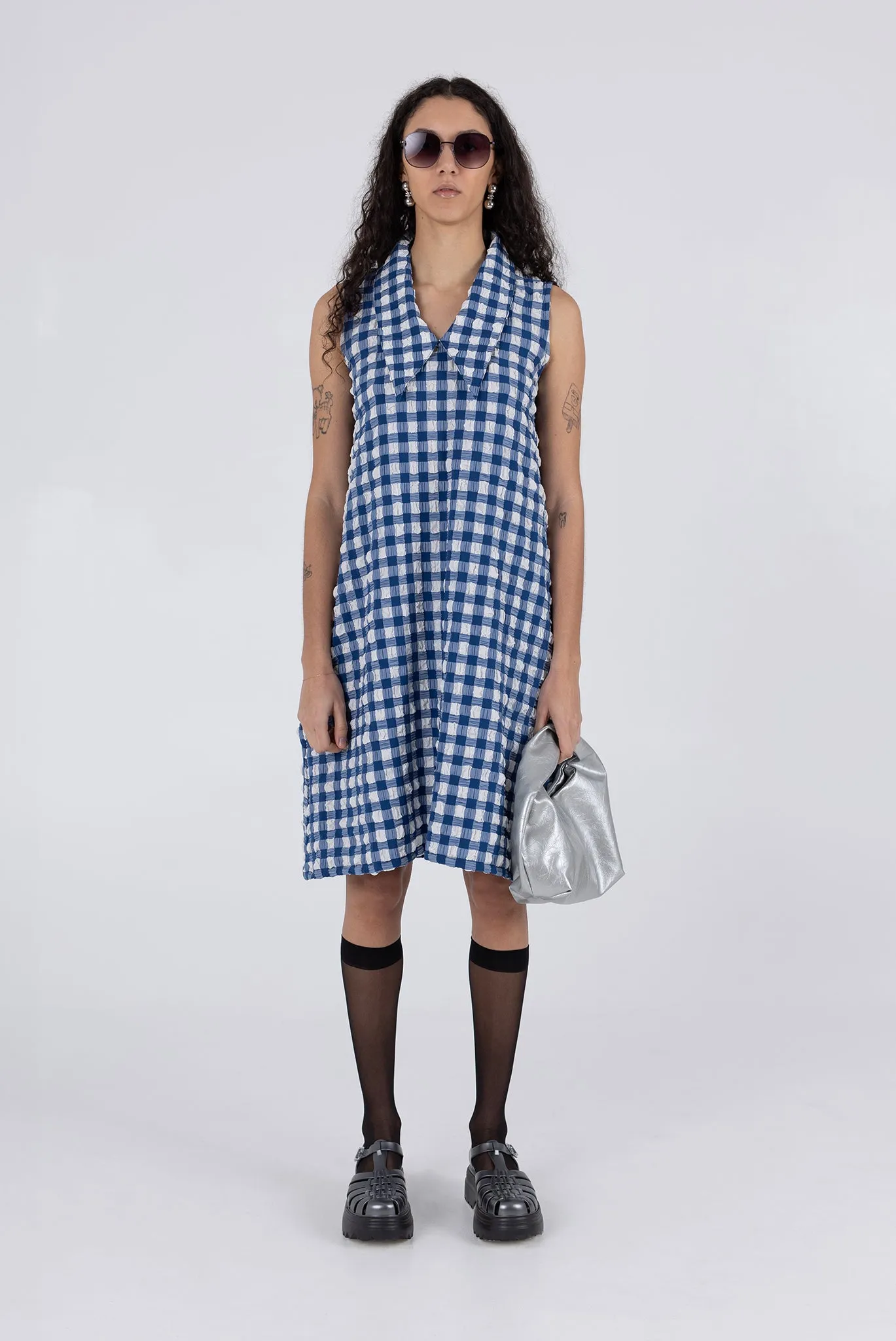Brooks Dress - Navy Check sold by WRAY product image thumbnail 2