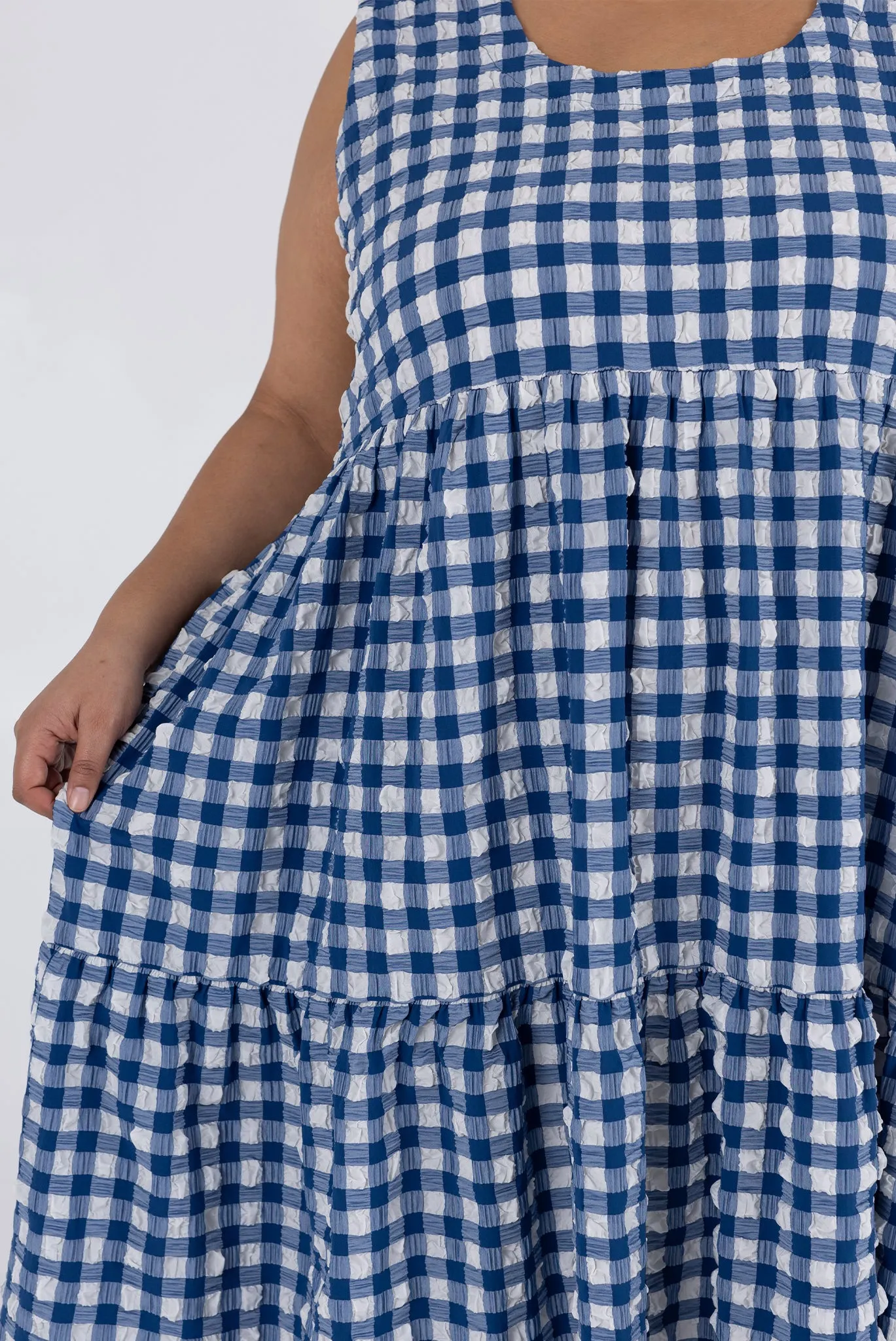 Austin Dress - Navy Check sold by WRAY product image thumbnail 3