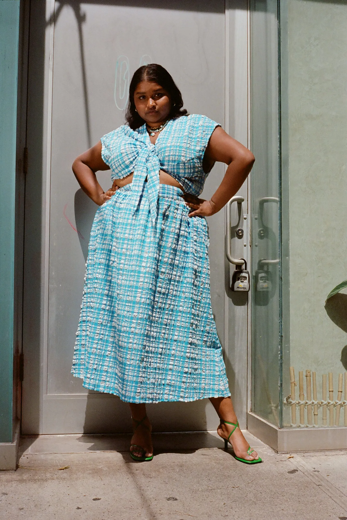 Archive | Saturday Skirt - Ocean Gingham sold by WRAY product image thumbnail 5