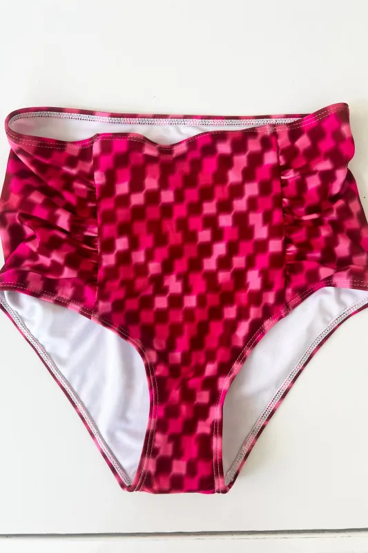 Sunset Check Bikini Bottom Sample sold by WRAY