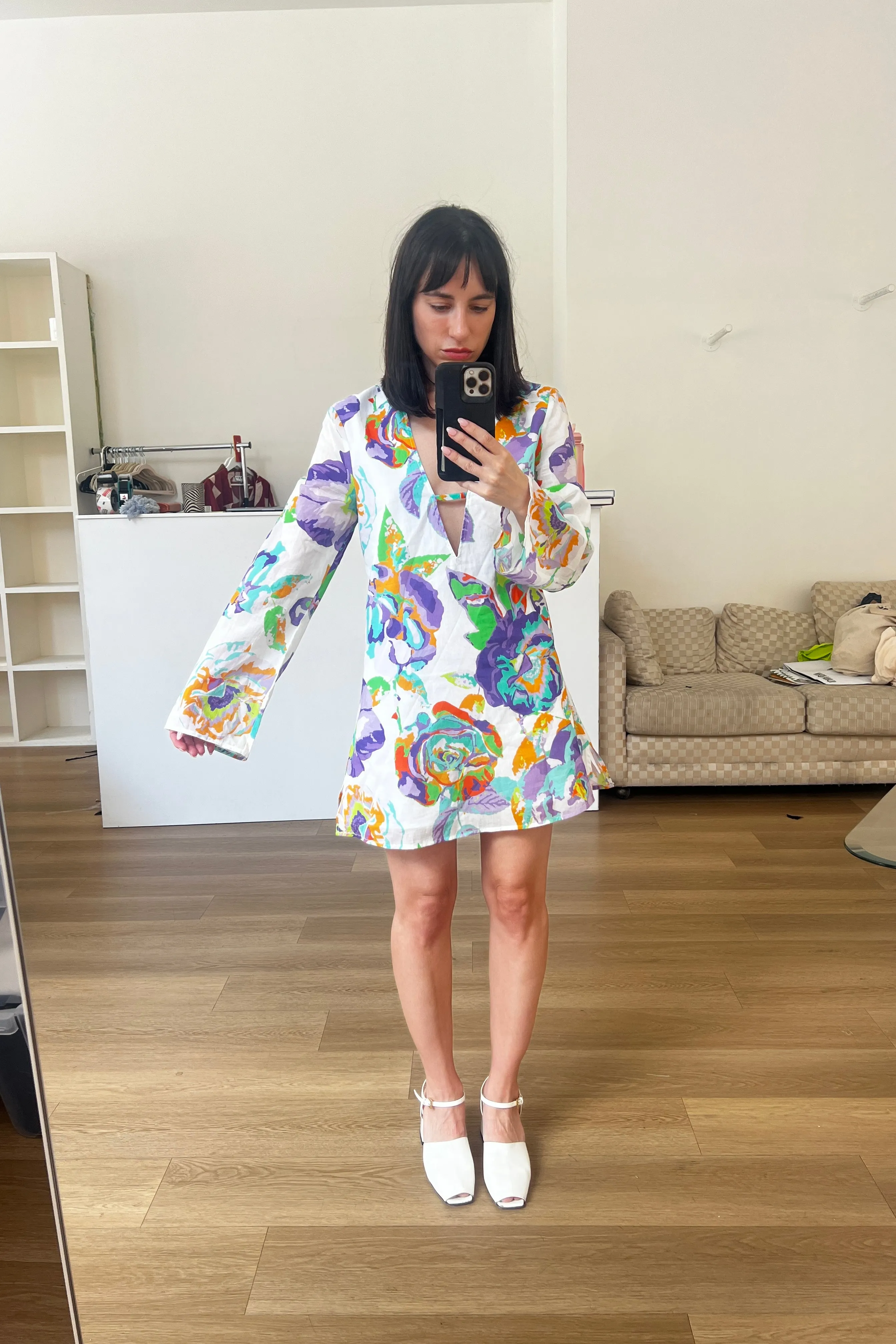 Floral Long Sleeve Sheer Dress Sample sold by WRAY product image thumbnail 2