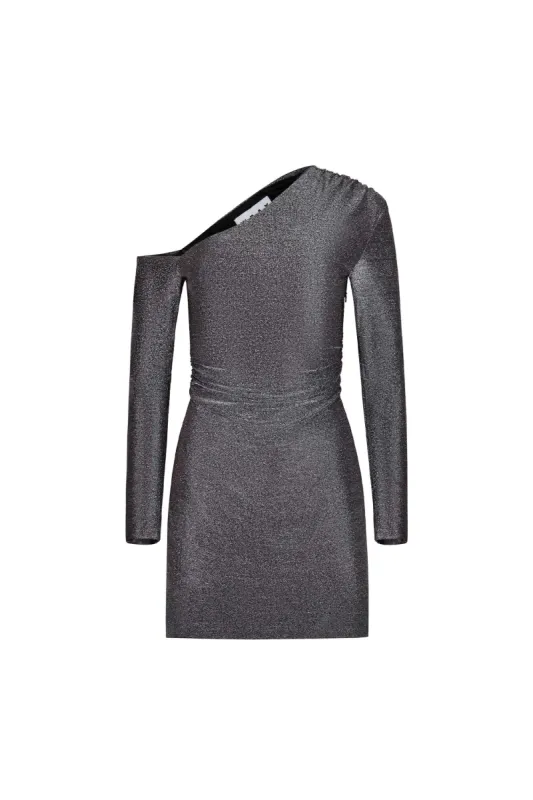 Asymmetrical Mini Dress - Shimmer Stretch sold by WRAY