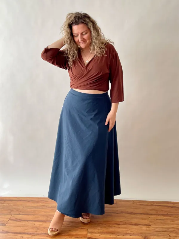 NAVY MAXINE WRAP SKIRT sold by Free Label
