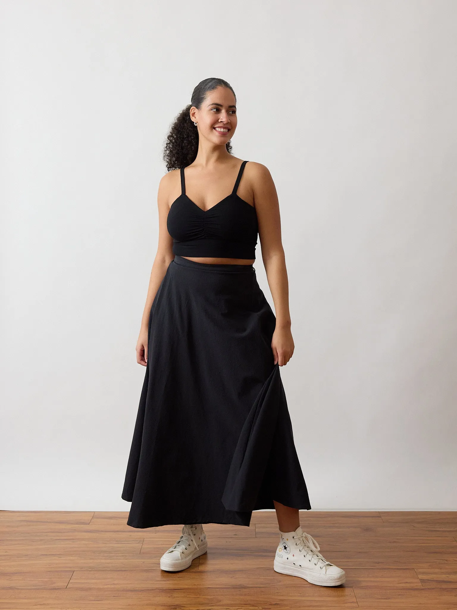 BLACK MAXINE WRAP SKIRT sold by Free Label