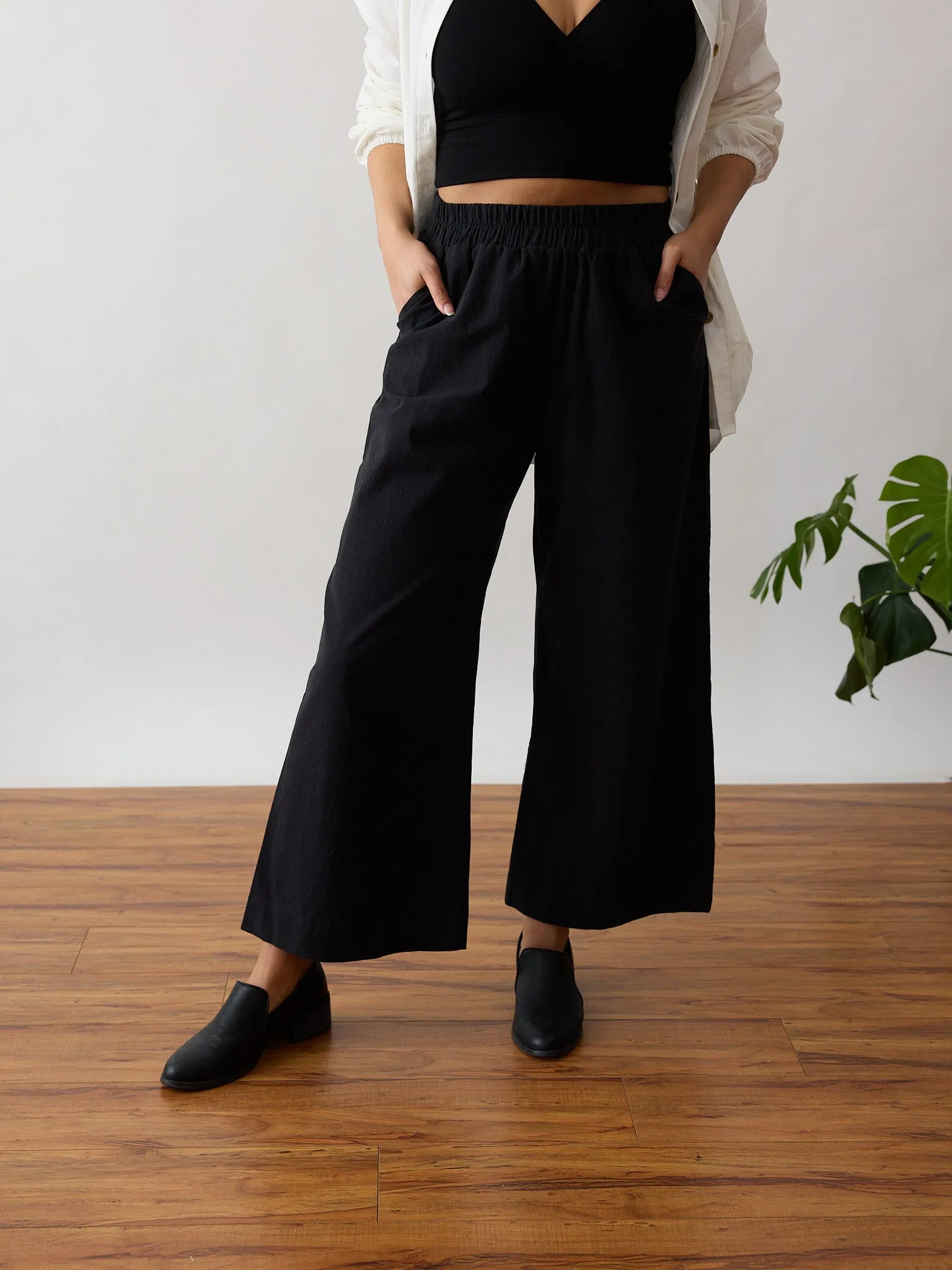 BLACK COTTON CREPE LORETTA PANT sold by Free Label