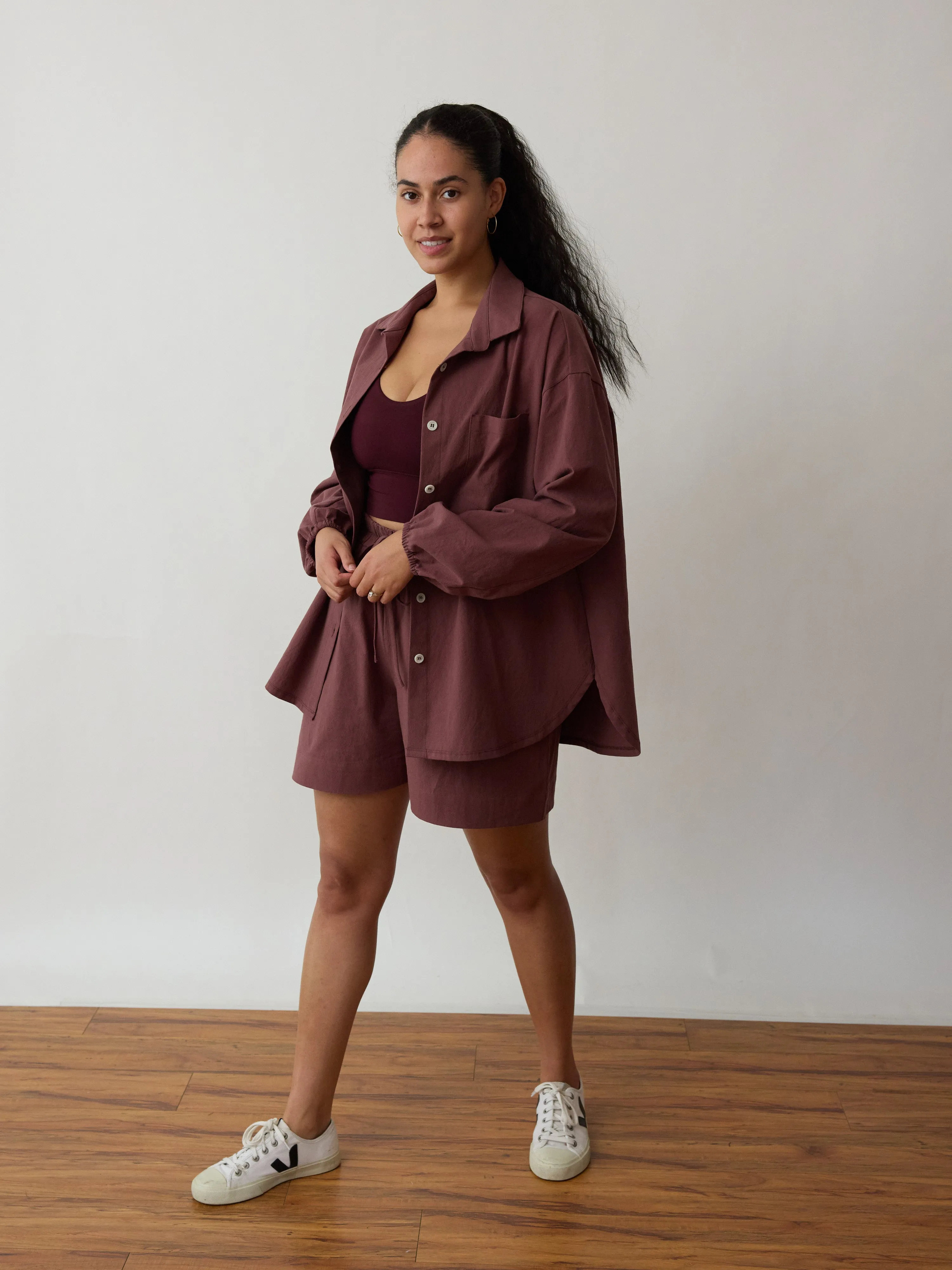 MIDNIGHT MAUVE COTTON CREPE TOMMY BUTTON UP sold by Free Label product image thumbnail 2